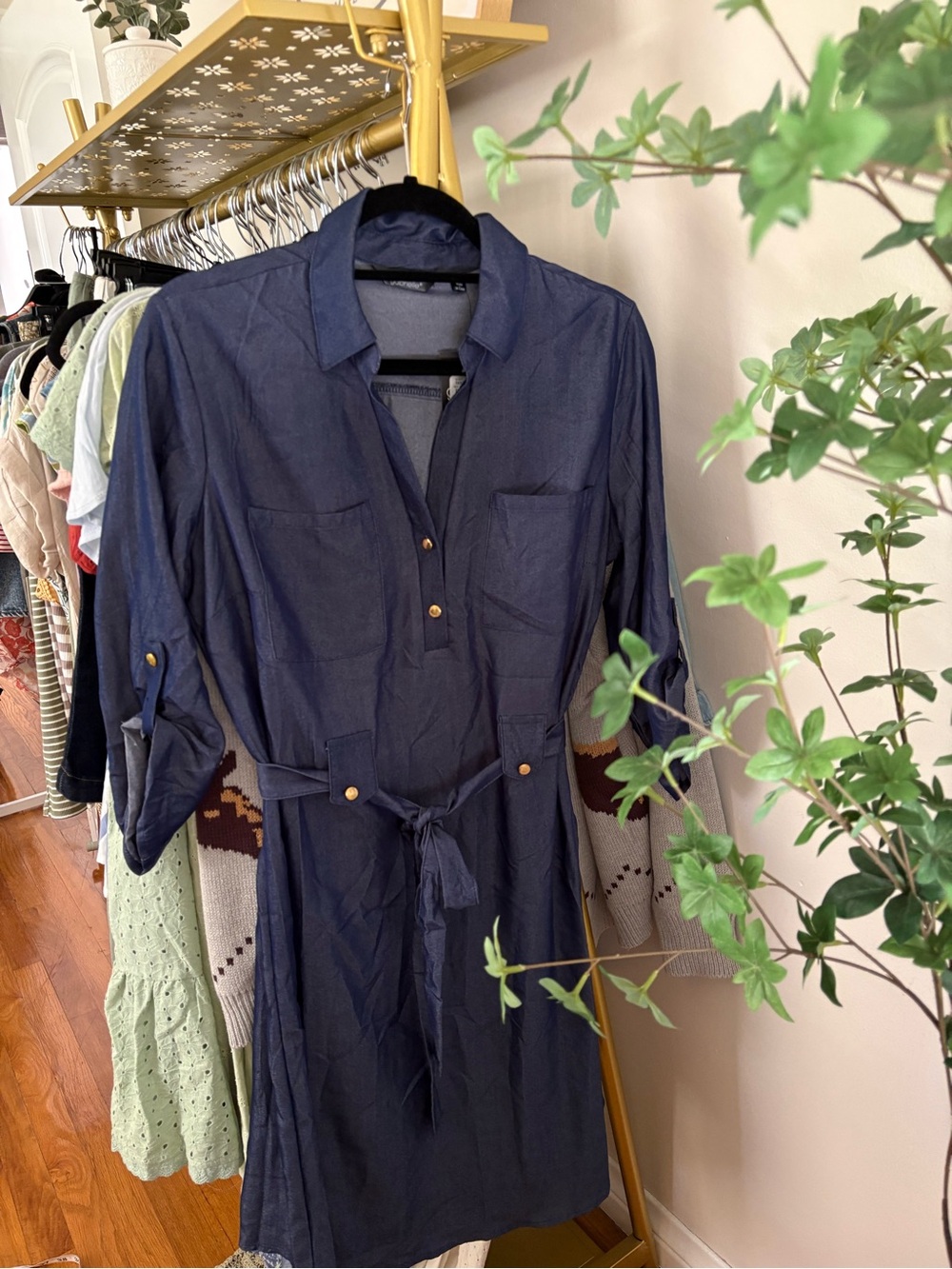 Mlle Gabrielle Navy Collared Shirt with MG Tag